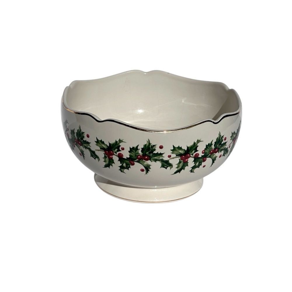 LENOX 75th Anniversary Christmas Holiday Teleflora Holly Berry Porcelain Bowl